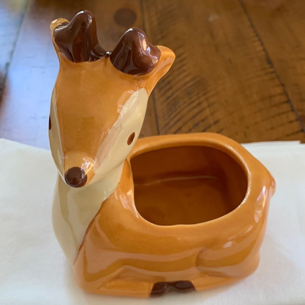 Vintage Hand Painted Deer Planter. Cute for succulents or plants window‎ decor - Picture 2 of 7